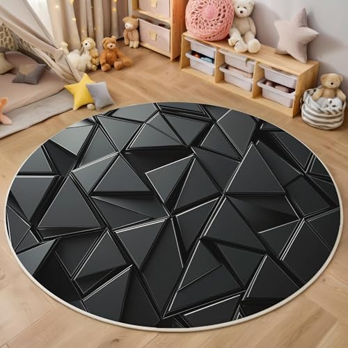 ALTCIRNMD Teppich Einfaches Dreieck Für Teenager 3D Modische Geometrie Teppich Schlafzimmer Wohnzimmer Dekoration Innenmatte Waschbar Dunkelgrau rutschfeste Matte,160Cm von ALTCIRNMD
