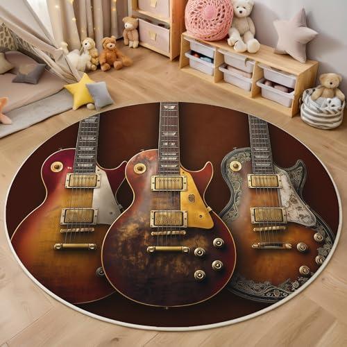 ALTCIRNMD Teppich Elegante Gitarre Für Teenager 3D Retro-Kunst Teppich Schlafzimmer Wohnzimmer Dekoration Innenmatte Waschbar Braun rutschfeste Matte,100Cm ALTCIRNMD Teppich Elegante Gitarre Für Teenager 3D Retro-Kunst Teppich Schlafzimmer Wohnzimmer Dekoration Innenmatte Waschbar Braun rutschfeste Matte,100Cm von ALTCIRNMD