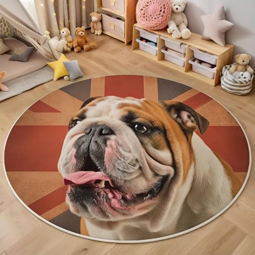 ALTCIRNMD Teppich Flagge Bulldog Für Teenager 3D Retro-Tiere Teppich Schlafzimmer Wohnzimmer Dekoration Innenmatte Waschbar Orange Braun rutschfeste Matte,160Cm ALTCIRNMD Teppich Flagge Bulldog Für Teenager 3D Retro-Tiere Teppich Schlafzimmer Wohnzimmer Dekoration Innenmatte Waschbar Orange Braun rutschfeste Matte,160Cm von ALTCIRNMD
