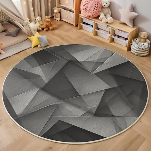 ALTCIRNMD Teppich Papiergeschnittenes Dreieck Für Teenager 3D Abstrakte Geometrie Teppich Schlafzimmer Wohnzimmer Dekoration Innenmatte Waschbar Grau rutschfeste Matte,160Cm von ALTCIRNMD