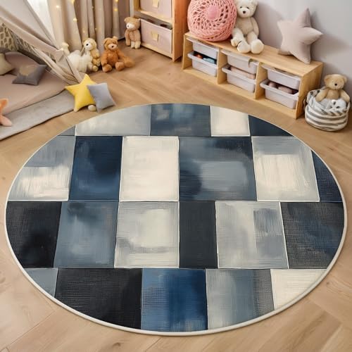 ALTCIRNMD Teppich Rechteckige Blöcke Für Teenager 3D Abstrakte Geometrie Teppich Schlafzimmer Wohnzimmer Dekoration Innenmatte Waschbar Graublau rutschfeste Matte,200Cm von ALTCIRNMD