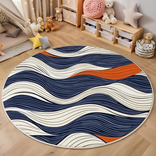 ALTCIRNMD Teppich Rund Blau Und Weiß Wellenlinien Reppich Schlafzimmer,Innenbereich 3D Ozeankunst Waschbarer rutschfest Flur Weich Fußmatte Für Wohnzimmer,Kinderzimmer,Büro Küche,200Cm ALTCIRNMD Teppich Rund Blau Und Weiß Wellenlinien Reppich Schlafzimmer,Innenbereich 3D Ozeankunst Waschbarer rutschfest Flur Weich Fußmatte Für Wohnzimmer,Kinderzimmer,Büro Küche,200Cm von ALTCIRNMD