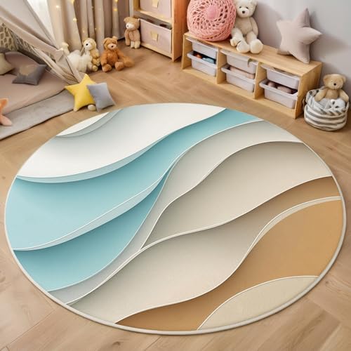 ALTCIRNMD Teppich Rund Blau Und Weiß Wellenstreifen Reppich Schlafzimmer,Innenbereich 3D Eleganter Papierschnitt Waschbarer rutschfest Flur Weich Fußmatte Für Wohnzimmer,Kinderzimmer,Büro Küche,180Cm ALTCIRNMD Teppich Rund Blau Und Weiß Wellenstreifen Reppich Schlafzimmer,Innenbereich 3D Eleganter Papierschnitt Waschbarer rutschfest Flur Weich Fußmatte Für Wohnzimmer,Kinderzimmer,Büro Küche,180Cm von ALTCIRNMD