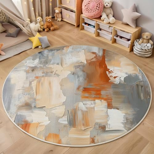 ALTCIRNMD Teppich Rund Cremefarben Mode Textur Reppich Schlafzimmer,Innenbereich 3D Ölgemäldekunst Waschbarer rutschfest Flur Weich Fußmatte Für Wohnzimmer,Kinderzimmer,Büro Küche,200Cm ALTCIRNMD Teppich Rund Cremefarben Mode Textur Reppich Schlafzimmer,Innenbereich 3D Ölgemäldekunst Waschbarer rutschfest Flur Weich Fußmatte Für Wohnzimmer,Kinderzimmer,Büro Küche,200Cm von ALTCIRNMD