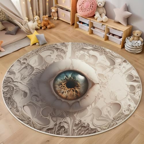 ALTCIRNMD Teppich Rund Cremefarben Strukturierte Augen Reppich Schlafzimmer,Innenbereich 3D Magische Kunst Waschbarer rutschfest Flur Weich Fußmatte Für Wohnzimmer,Kinderzimmer,Büro Küche,180Cm ALTCIRNMD Teppich Rund Cremefarben Strukturierte Augen Reppich Schlafzimmer,Innenbereich 3D Magische Kunst Waschbarer rutschfest Flur Weich Fußmatte Für Wohnzimmer,Kinderzimmer,Büro Küche,180Cm von ALTCIRNMD