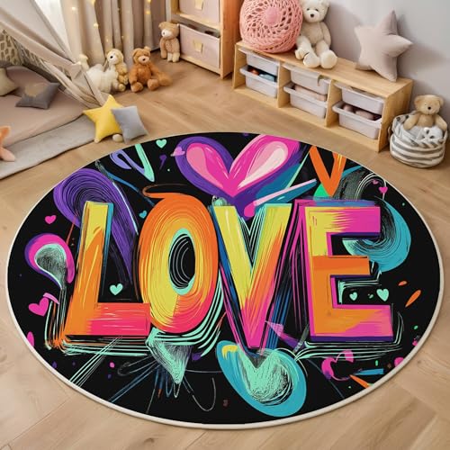 ALTCIRNMD Teppich Rund Farbe Heller Text Reppich Schlafzimmer,Innenbereich 3D Abstrakte Kunst Waschbarer rutschfest Flur Weich Fußmatte Für Wohnzimmer,Kinderzimmer,Büro Küche,140Cm ALTCIRNMD Teppich Rund Farbe Heller Text Reppich Schlafzimmer,Innenbereich 3D Abstrakte Kunst Waschbarer rutschfest Flur Weich Fußmatte Für Wohnzimmer,Kinderzimmer,Büro Küche,140Cm von ALTCIRNMD