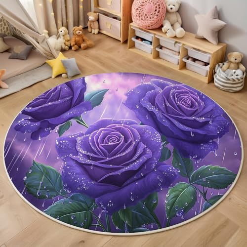 ALTCIRNMD Teppich Rund Lila-Grün Rosengrüne Blätter Reppich Schlafzimmer,Innenbereich 3D Natürliche Pflanzen Waschbarer rutschfest Flur Weich Fußmatte Für Wohnzimmer,Kinderzimmer,Büro Küche,100Cm ALTCIRNMD Teppich Rund Lila-Grün Rosengrüne Blätter Reppich Schlafzimmer,Innenbereich 3D Natürliche Pflanzen Waschbarer rutschfest Flur Weich Fußmatte Für Wohnzimmer,Kinderzimmer,Büro Küche,100Cm von ALTCIRNMD