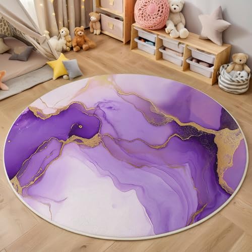 ALTCIRNMD Teppich Rund Lila Weiß Marmorstruktur Reppich Schlafzimmer,Innenbereich 3D Abstrakte Kunst Waschbarer rutschfest Flur Weich Fußmatte Für Wohnzimmer,Kinderzimmer,Büro Küche,200Cm ALTCIRNMD Teppich Rund Lila Weiß Marmorstruktur Reppich Schlafzimmer,Innenbereich 3D Abstrakte Kunst Waschbarer rutschfest Flur Weich Fußmatte Für Wohnzimmer,Kinderzimmer,Büro Küche,200Cm von ALTCIRNMD