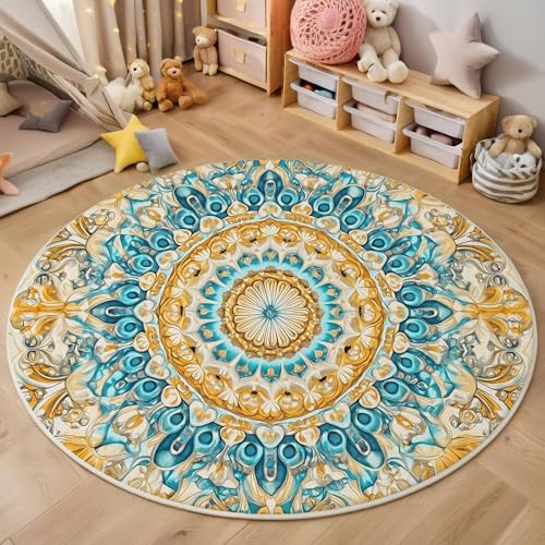 ALTCIRNMD Teppich Rund Orangeblau Mode-Mandala Reppich Schlafzimmer,Innenbereich 3D Psychedelische Pflanzen Waschbarer rutschfest Flur Weich Fußmatte Für Wohnzimmer,Kinderzimmer,Büro Küche,100Cm ALTCIRNMD Teppich Rund Orangeblau Mode-Mandala Reppich Schlafzimmer,Innenbereich 3D Psychedelische Pflanzen Waschbarer rutschfest Flur Weich Fußmatte Für Wohnzimmer,Kinderzimmer,Büro Küche,100Cm von ALTCIRNMD