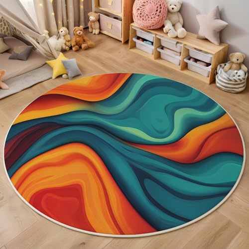 ALTCIRNMD Teppich Rund Orangeblau Wirbelmarmor Reppich Schlafzimmer,Innenbereich 3D Abstrakte Kunst Waschbarer rutschfest Flur Weich Fußmatte Für Wohnzimmer,Kinderzimmer,Büro Küche,120Cm ALTCIRNMD Teppich Rund Orangeblau Wirbelmarmor Reppich Schlafzimmer,Innenbereich 3D Abstrakte Kunst Waschbarer rutschfest Flur Weich Fußmatte Für Wohnzimmer,Kinderzimmer,Büro Küche,120Cm von ALTCIRNMD