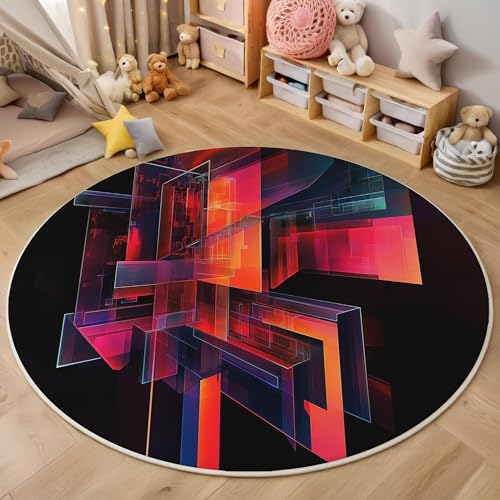 ALTCIRNMD Teppich Rund Rot Blau Geometrischer Würfel Reppich Schlafzimmer,Innenbereich 3D Cyberpunk-Ästhetik Waschbarer rutschfest Flur Weich Fußmatte Für Wohnzimmer,Kinderzimmer,Büro Küche,140Cm ALTCIRNMD Teppich Rund Rot Blau Geometrischer Würfel Reppich Schlafzimmer,Innenbereich 3D Cyberpunk-Ästhetik Waschbarer rutschfest Flur Weich Fußmatte Für Wohnzimmer,Kinderzimmer,Büro Küche,140Cm von ALTCIRNMD