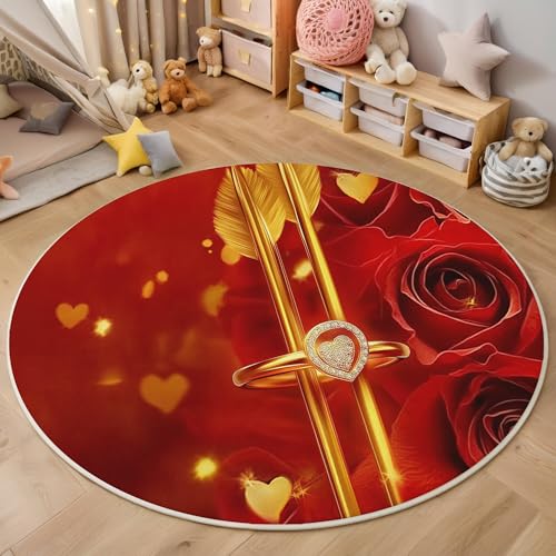 ALTCIRNMD Teppich Rund Rot Gelb Rosenring Reppich Schlafzimmer,Innenbereich 3D Romantische Kunst Waschbarer rutschfest Flur Weich Fußmatte Für Wohnzimmer,Kinderzimmer,Büro Küche,120Cm ALTCIRNMD Teppich Rund Rot Gelb Rosenring Reppich Schlafzimmer,Innenbereich 3D Romantische Kunst Waschbarer rutschfest Flur Weich Fußmatte Für Wohnzimmer,Kinderzimmer,Büro Küche,120Cm von ALTCIRNMD