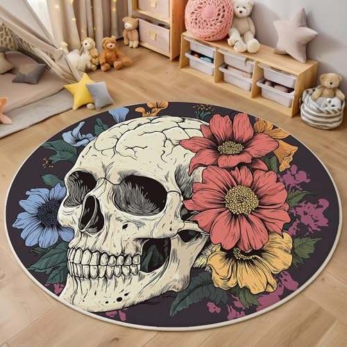 ALTCIRNMD Teppich Rund Rot Weiß Blumenschädel Reppich Schlafzimmer,Innenbereich 3D Abbildung Von Pflanzen Waschbarer rutschfest Flur Weich Fußmatte Für Wohnzimmer,Kinderzimmer,Büro Küche,100Cm ALTCIRNMD Teppich Rund Rot Weiß Blumenschädel Reppich Schlafzimmer,Innenbereich 3D Abbildung Von Pflanzen Waschbarer rutschfest Flur Weich Fußmatte Für Wohnzimmer,Kinderzimmer,Büro Küche,100Cm von ALTCIRNMD