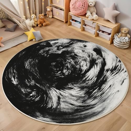 ALTCIRNMD Teppich Rund Schwarz Weiß Linien-Graffiti Reppich Schlafzimmer,Innenbereich 3D Abstrakter Wirbel Waschbarer rutschfest Flur Weich Fußmatte Für Wohnzimmer,Kinderzimmer,Büro Küche,180Cm ALTCIRNMD Teppich Rund Schwarz Weiß Linien-Graffiti Reppich Schlafzimmer,Innenbereich 3D Abstrakter Wirbel Waschbarer rutschfest Flur Weich Fußmatte Für Wohnzimmer,Kinderzimmer,Büro Küche,180Cm von ALTCIRNMD