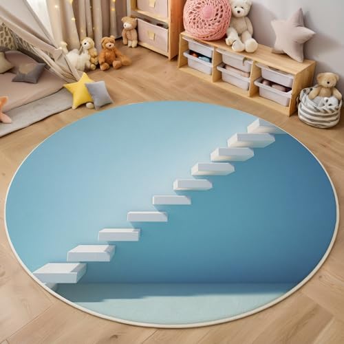 ALTCIRNMD Teppich Rund Weiß Einfache Treppe Reppich Schlafzimmer,Innenbereich 3D Persönlichkeitskunst Waschbarer rutschfest Flur Weich Fußmatte Für Wohnzimmer,Kinderzimmer,Büro Küche,180Cm ALTCIRNMD Teppich Rund Weiß Einfache Treppe Reppich Schlafzimmer,Innenbereich 3D Persönlichkeitskunst Waschbarer rutschfest Flur Weich Fußmatte Für Wohnzimmer,Kinderzimmer,Büro Küche,180Cm von ALTCIRNMD
