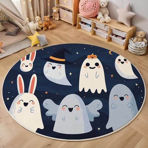 ALTCIRNMD Teppich Süßer Geist Für Teenager 3D Zeichentrickfiguren Teppich Schlafzimmer Wohnzimmer Dekoration Innenmatte Waschbar Grau rutschfeste Matte,120Cm von ALTCIRNMD