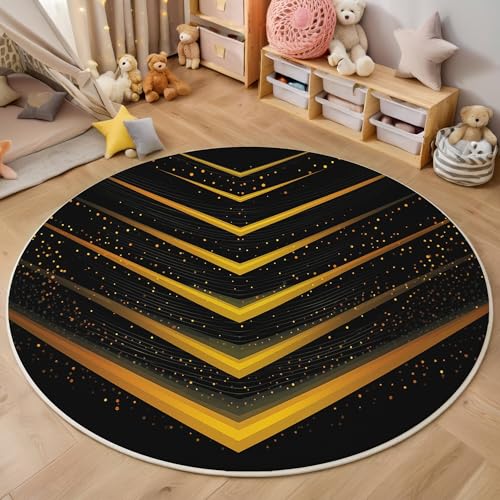 ALTCIRNMD Teppich Symmetrische Linien Für Teenager 3D Moderne Kunst Teppich Schlafzimmer Wohnzimmer Dekoration Innenmatte Waschbar Schwarz Und Gold rutschfeste Matte,200Cm ALTCIRNMD Teppich Symmetrische Linien Für Teenager 3D Moderne Kunst Teppich Schlafzimmer Wohnzimmer Dekoration Innenmatte Waschbar Schwarz Und Gold rutschfeste Matte,200Cm von ALTCIRNMD
