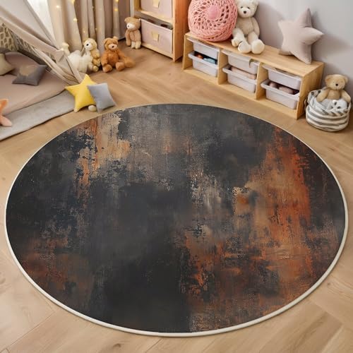 ALTCIRNMD Teppich Textur Für Teenager 3D Industrielle Kunst Teppich Schlafzimmer Wohnzimmer Dekoration Innenmatte Waschbar Braun-Schwarz rutschfeste Matte,100Cm von ALTCIRNMD
