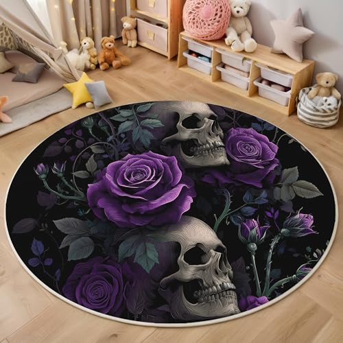 ALTCIRNMD Teppich Totenkopfrose Für Teenager 3D Gotische Pflanzen Teppich Schlafzimmer Wohnzimmer Dekoration Innenmatte Waschbar Lila rutschfeste Matte,120Cm ALTCIRNMD Teppich Totenkopfrose Für Teenager 3D Gotische Pflanzen Teppich Schlafzimmer Wohnzimmer Dekoration Innenmatte Waschbar Lila rutschfeste Matte,120Cm von ALTCIRNMD