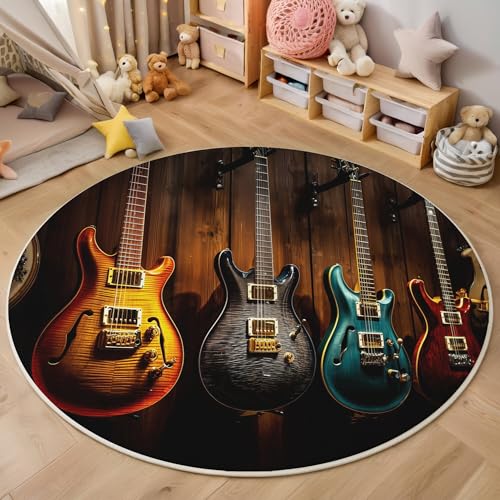 ALTCIRNMD Teppich Wandgitarre Für Teenager 3D Retro-Textur Teppich Schlafzimmer Wohnzimmer Dekoration Innenmatte Waschbar Braun rutschfeste Matte,140Cm ALTCIRNMD Teppich Wandgitarre Für Teenager 3D Retro-Textur Teppich Schlafzimmer Wohnzimmer Dekoration Innenmatte Waschbar Braun rutschfeste Matte,140Cm von ALTCIRNMD