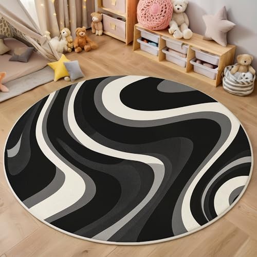 ALTCIRNMD Teppich Wellenförmige Streifen Für Teenager 3D Abstrakte Kunst Teppich Schlafzimmer Wohnzimmer Dekoration Innenmatte Waschbar Schwarz Und Weiß rutschfeste Matte,200Cm ALTCIRNMD Teppich Wellenförmige Streifen Für Teenager 3D Abstrakte Kunst Teppich Schlafzimmer Wohnzimmer Dekoration Innenmatte Waschbar Schwarz Und Weiß rutschfeste Matte,200Cm von ALTCIRNMD
