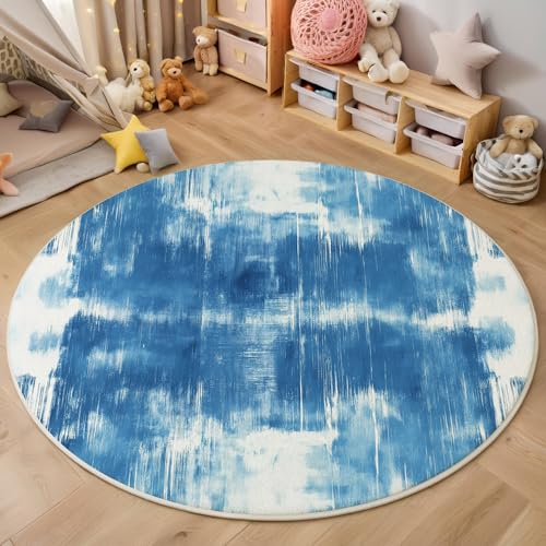 ALTCIRNMD Teppich Wohnzimmer Rund 3D Druck rutschfest Blau Batiklinien Flauschiger Abstrakte Kunst Bodenmatte Für Wohnzimmer,Schlafzimmer Dekor Teenager Junge Mädchen,200Cm ALTCIRNMD Teppich Wohnzimmer Rund 3D Druck rutschfest Blau Batiklinien Flauschiger Abstrakte Kunst Bodenmatte Für Wohnzimmer,Schlafzimmer Dekor Teenager Junge Mädchen,200Cm von ALTCIRNMD