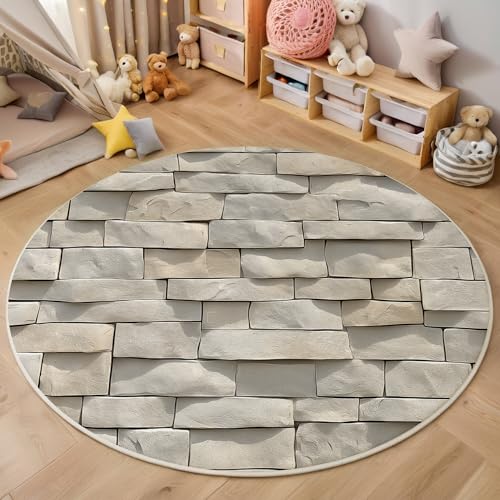 ALTCIRNMD Teppich Wohnzimmer Rund 3D Druck rutschfest Cremefarben Steinmauer Textur Flauschiger Moderne Kunst Bodenmatte Für Wohnzimmer,Schlafzimmer Dekor Teenager Junge Mädchen,120Cm ALTCIRNMD Teppich Wohnzimmer Rund 3D Druck rutschfest Cremefarben Steinmauer Textur Flauschiger Moderne Kunst Bodenmatte Für Wohnzimmer,Schlafzimmer Dekor Teenager Junge Mädchen,120Cm von ALTCIRNMD