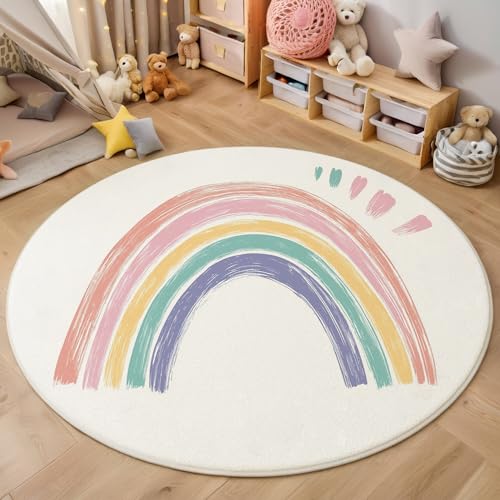ALTCIRNMD Teppich Wohnzimmer Rund 3D Druck rutschfest Farbe Einfacher Regenbogen Flauschiger Cartoon-Kunst Bodenmatte Für Wohnzimmer,Schlafzimmer Dekor Teenager Junge Mädchen,200Cm ALTCIRNMD Teppich Wohnzimmer Rund 3D Druck rutschfest Farbe Einfacher Regenbogen Flauschiger Cartoon-Kunst Bodenmatte Für Wohnzimmer,Schlafzimmer Dekor Teenager Junge Mädchen,200Cm von ALTCIRNMD