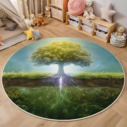 ALTCIRNMD Teppich Wohnzimmer Rund 3D Druck rutschfest Grün Grasland Und Bäume Flauschiger Feldpflanzen Bodenmatte Für Wohnzimmer,Schlafzimmer Dekor Teenager Junge Mädchen,100Cm ALTCIRNMD Teppich Wohnzimmer Rund 3D Druck rutschfest Grün Grasland Und Bäume Flauschiger Feldpflanzen Bodenmatte Für Wohnzimmer,Schlafzimmer Dekor Teenager Junge Mädchen,100Cm von ALTCIRNMD