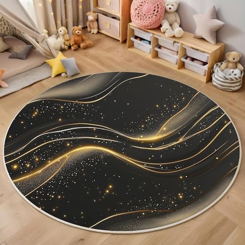 ALTCIRNMD Teppich Wohnzimmer Rund 3D Druck rutschfest Schwarzes Gold Linearer Marmor Flauschiger Abstrakte Kunst Bodenmatte Für Wohnzimmer,Schlafzimmer Dekor Teenager Junge Mädchen,140Cm ALTCIRNMD Teppich Wohnzimmer Rund 3D Druck rutschfest Schwarzes Gold Linearer Marmor Flauschiger Abstrakte Kunst Bodenmatte Für Wohnzimmer,Schlafzimmer Dekor Teenager Junge Mädchen,140Cm von ALTCIRNMD