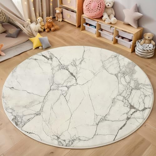 ALTCIRNMD Teppich Wohnzimmer Rund 3D Druck rutschfest Weiß Einfacher Marmor Flauschiger Texturkunst Bodenmatte Für Wohnzimmer,Schlafzimmer Dekor Teenager Junge Mädchen,180Cm ALTCIRNMD Teppich Wohnzimmer Rund 3D Druck rutschfest Weiß Einfacher Marmor Flauschiger Texturkunst Bodenmatte Für Wohnzimmer,Schlafzimmer Dekor Teenager Junge Mädchen,180Cm von ALTCIRNMD