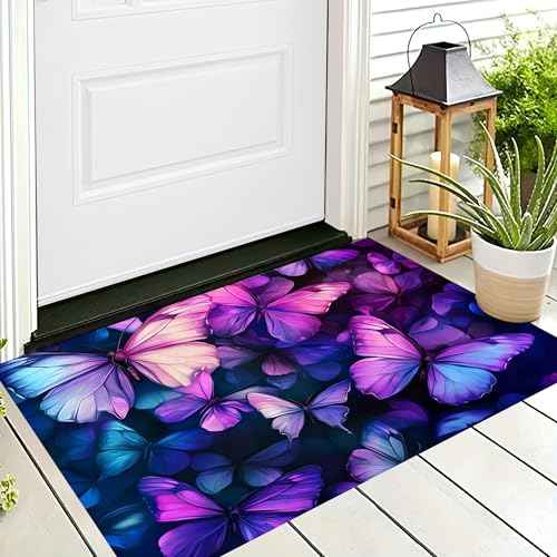 ALTCIRNMD Waschbare Teppiche,Klein rutschfest,Blau-Lila Schöner Schmetterling Fantasie-Insekten Teppich,Fußmatte Den Innenbereich Terrasse Weicher Teppich Für Eingangsbereich Flur,40X60Cm ALTCIRNMD Waschbare Teppiche,Klein rutschfest,Blau-Lila Schöner Schmetterling Fantasie-Insekten Teppich,Fußmatte Den Innenbereich Terrasse Weicher Teppich Für Eingangsbereich Flur,40X60Cm von ALTCIRNMD