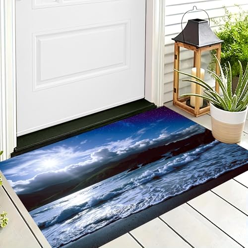ALTCIRNMD Waschbare Teppiche,Klein rutschfest,Blau Vollmond-Meerblick Natürliche Landschaft Teppich,Fußmatte Den Innenbereich Terrasse Weicher Teppich Für Eingangsbereich Flur,50X80Cm ALTCIRNMD Waschbare Teppiche,Klein rutschfest,Blau Vollmond-Meerblick Natürliche Landschaft Teppich,Fußmatte Den Innenbereich Terrasse Weicher Teppich Für Eingangsbereich Flur,50X80Cm von ALTCIRNMD