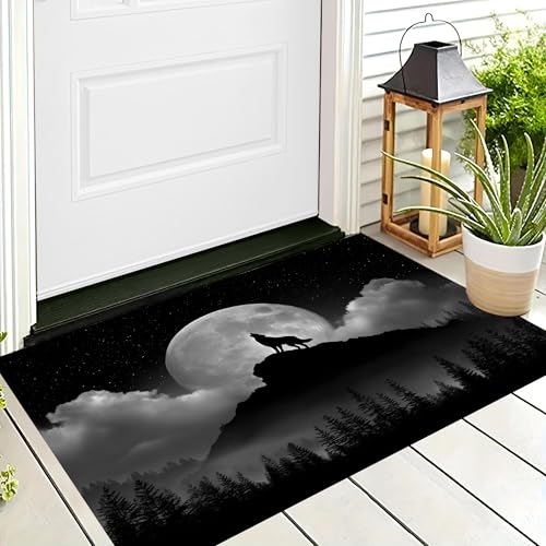 ALTCIRNMD Waschbare Teppiche,Klein rutschfest,Dunkelgrau Bergwolf Waldtiere Teppich,Fußmatte Den Innenbereich Terrasse Weicher Teppich Für Eingangsbereich Flur,90X150Cm ALTCIRNMD Waschbare Teppiche,Klein rutschfest,Dunkelgrau Bergwolf Waldtiere Teppich,Fußmatte Den Innenbereich Terrasse Weicher Teppich Für Eingangsbereich Flur,90X150Cm von ALTCIRNMD