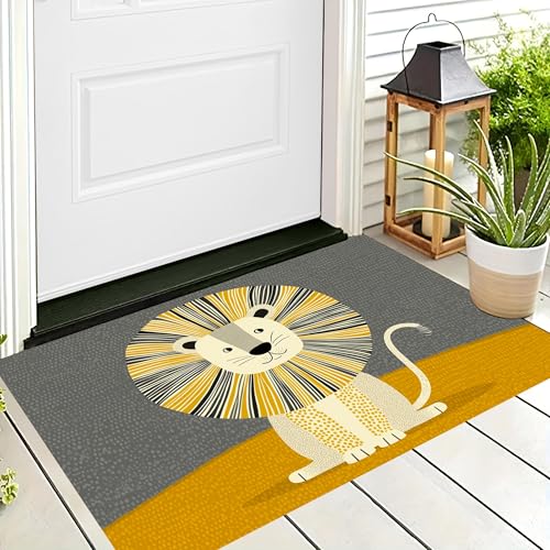 ALTCIRNMD Waschbare Teppiche,Klein rutschfest,Gelblich Weiß Linie Löwe Cartoon-Tiere Teppich,Fußmatte Den Innenbereich Terrasse Weicher Teppich Für Eingangsbereich Flur,40X60Cm ALTCIRNMD Waschbare Teppiche,Klein rutschfest,Gelblich Weiß Linie Löwe Cartoon-Tiere Teppich,Fußmatte Den Innenbereich Terrasse Weicher Teppich Für Eingangsbereich Flur,40X60Cm von ALTCIRNMD