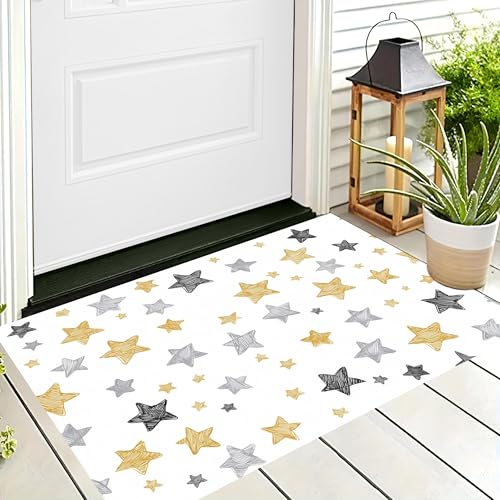 ALTCIRNMD Waschbare Teppiche,Klein rutschfest,Gold Silber Liniensterne Graffiti-Kunst Teppich,Fußmatte Den Innenbereich Terrasse Weicher Teppich Für Eingangsbereich Flur,70X100Cm ALTCIRNMD Waschbare Teppiche,Klein rutschfest,Gold Silber Liniensterne Graffiti-Kunst Teppich,Fußmatte Den Innenbereich Terrasse Weicher Teppich Für Eingangsbereich Flur,70X100Cm von ALTCIRNMD