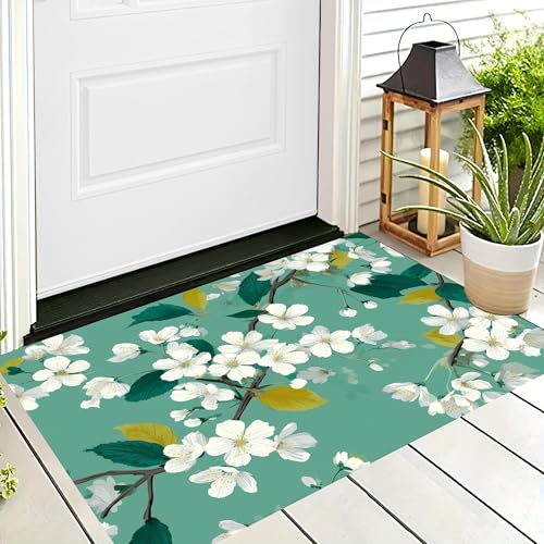 ALTCIRNMD Waschbare Teppiche,Klein rutschfest,Mintgrün Kirschblütenblätter Natürliche Pflanzen Teppich,Fußmatte Den Innenbereich Terrasse Weicher Teppich Für Eingangsbereich Flur,50X80Cm ALTCIRNMD Waschbare Teppiche,Klein rutschfest,Mintgrün Kirschblütenblätter Natürliche Pflanzen Teppich,Fußmatte Den Innenbereich Terrasse Weicher Teppich Für Eingangsbereich Flur,50X80Cm von ALTCIRNMD