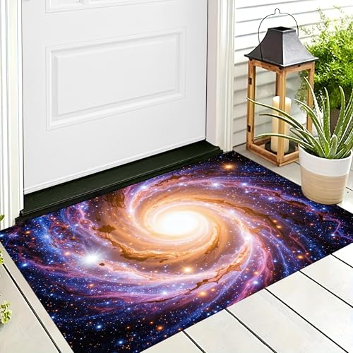 ALTCIRNMD Waschbare Teppiche,Klein rutschfest,Orange Farbe Spiralförmiger Sternenhimmel Fantasielandschaft Teppich,Fußmatte Den Innenbereich Terrasse Weicher Teppich Für Eingangsbereich Flur,70X100Cm von ALTCIRNMD