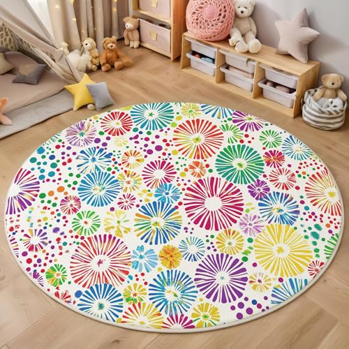 ALTCIRNMD rutschfeste Teppich Rund,3D Farbe Buntes Feuerwerk Teppich Für Wohnzimmer Modelandschaft Weich Teppiche Fußmatte Für Schlafzimmer Kinderzimmer Küche Esszimmer,100Cm ALTCIRNMD rutschfeste Teppich Rund,3D Farbe Buntes Feuerwerk Teppich Für Wohnzimmer Modelandschaft Weich Teppiche Fußmatte Für Schlafzimmer Kinderzimmer Küche Esszimmer,100Cm von ALTCIRNMD