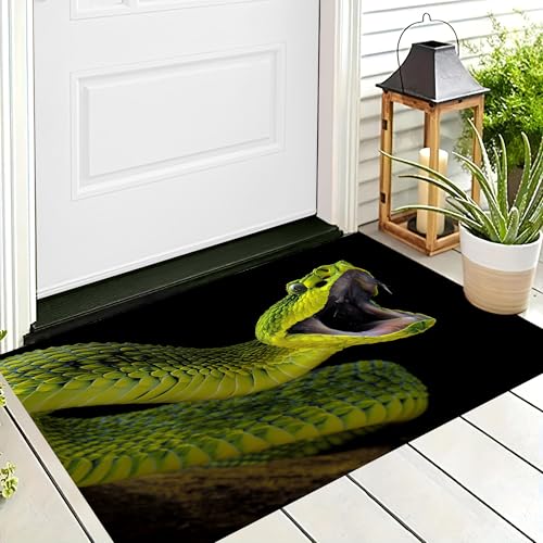 Badteppich Rutschfeste,3D-Muster Fußmatte Gelbgrün Klapperschlange Mit Fangzähnen,Badezimmer Deko,Persönlichkeit Tier Badematte Rutschfester Badezimmerteppich Absorbierender Dekorative,60X90Cm Badteppich Rutschfeste,3D-Muster Fußmatte Gelbgrün Klapperschlange Mit Fangzähnen,Badezimmer Deko,Persönlichkeit Tier Badematte Rutschfester Badezimmerteppich Absorbierender Dekorative,60X90Cm von ALTCIRNMD