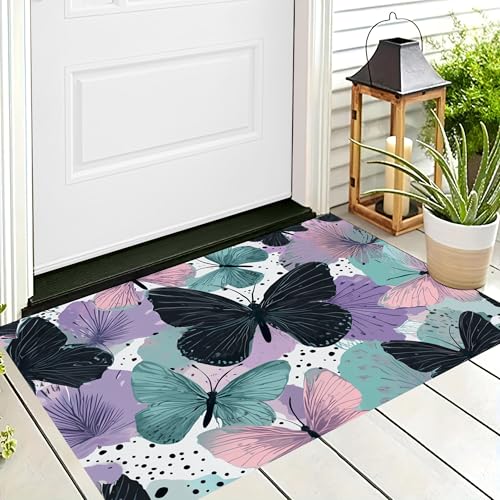 Badteppich Rutschfeste,3D-Muster Fußmatte Rosa Grün Gepunkteter Schmetterling,Badezimmer Deko,Minimalistische Insekten Badematte Rutschfester Badezimmerteppich Absorbierender Dekorative,60X90Cm Badteppich Rutschfeste,3D-Muster Fußmatte Rosa Grün Gepunkteter Schmetterling,Badezimmer Deko,Minimalistische Insekten Badematte Rutschfester Badezimmerteppich Absorbierender Dekorative,60X90Cm von ALTCIRNMD