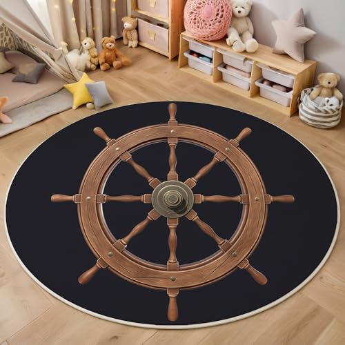 Holzfarbe Symmetrisches Ruder 3D Teppich Rundteppich Für Wohnzimmer 100Cm Persönlichkeitskunst,Schlafzimmer Rutschfeste Bodenmatte Krabbelmatte Tischset Flur Badematte Esszimmer Eingangsbereich Holzfarbe Symmetrisches Ruder 3D Teppich Rundteppich Für Wohnzimmer 100Cm Persönlichkeitskunst,Schlafzimmer Rutschfeste Bodenmatte Krabbelmatte Tischset Flur Badematte Esszimmer Eingangsbereich von ALTCIRNMD