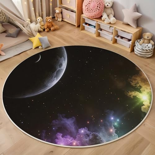 Lila Planetarisches Universum 3D Teppich Rundteppich Für Wohnzimmer 100Cm Verträumte Landschaft ,Schlafzimmer Rutschfeste Bodenmatte Krabbelmatte Tischset Flur Badematte Esszimmer Eingangsbereich Lila Planetarisches Universum 3D Teppich Rundteppich Für Wohnzimmer 100Cm Verträumte Landschaft ,Schlafzimmer Rutschfeste Bodenmatte Krabbelmatte Tischset Flur Badematte Esszimmer Eingangsbereich von ALTCIRNMD