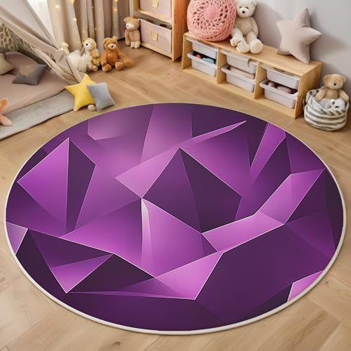 Lila Polygonale Geometrie 3D Teppich Rundteppich Für Wohnzimmer 120Cm Licht- Und Schattenkunst,Schlafzimmer Rutschfeste Bodenmatte Krabbelmatte Tischset Flur Badematte Esszimmer Eingangsbereich Lila Polygonale Geometrie 3D Teppich Rundteppich Für Wohnzimmer 120Cm Licht- Und Schattenkunst,Schlafzimmer Rutschfeste Bodenmatte Krabbelmatte Tischset Flur Badematte Esszimmer Eingangsbereich von ALTCIRNMD