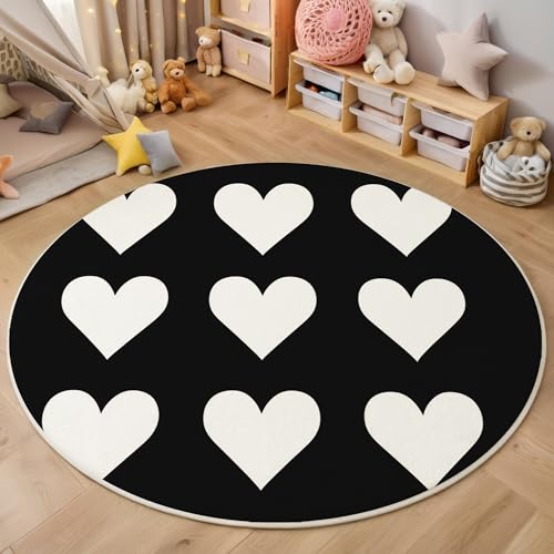 Schwarz Und Weiß Einfache Liebe 3D Teppich Rundteppich Für Wohnzimmer 160Cm Persönlichkeitskunst ,Schlafzimmer Rutschfeste Bodenmatte Krabbelmatte Tischset Flur Badematte Esszimmer Eingangsbereich Schwarz Und Weiß Einfache Liebe 3D Teppich Rundteppich Für Wohnzimmer 160Cm Persönlichkeitskunst ,Schlafzimmer Rutschfeste Bodenmatte Krabbelmatte Tischset Flur Badematte Esszimmer Eingangsbereich von ALTCIRNMD