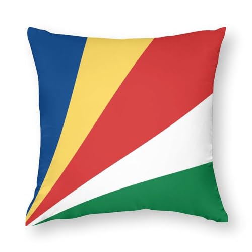 Stilvoller,Bunt Gestreifter Kissenbezug Mit Seychellen-Flagge,Dekorativer Polyester-Überwurf,Bedruckt,Quadratisch,Weich,Wendbar,Mit Unsichtbarem Bedrucktem Reißverschluss Für Sofa,Couch,Bild,5 von ALTCIRNMD