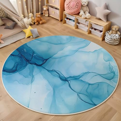 Teppich 3D Druck Blau Alkoholtinte Teppiche Wohnzimmer Große rutschfest Teppiche Abstrakte Streifen Schlafzimmer Badezimmer Küche Bodenmatte Fußmatte,Rund 120Cm Teppich 3D Druck Blau Alkoholtinte Teppiche Wohnzimmer Große rutschfest Teppiche Abstrakte Streifen Schlafzimmer Badezimmer Küche Bodenmatte Fußmatte,Rund 120Cm von ALTCIRNMD