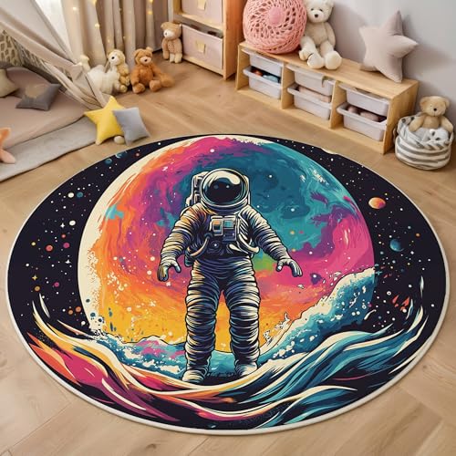 Teppich Wohnzimmer Rund 3D Druck rutschfest Farbe Astronaut Planet Flauschiger Illustrationsfiguren Bodenmatte Für Wohnzimmer,Schlafzimmer Dekor Teenager Junge Mädchen,180Cm Teppich Wohnzimmer Rund 3D Druck rutschfest Farbe Astronaut Planet Flauschiger Illustrationsfiguren Bodenmatte Für Wohnzimmer,Schlafzimmer Dekor Teenager Junge Mädchen,180Cm von ALTCIRNMD