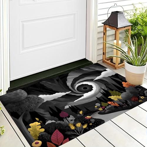Waschbare Teppiche,Klein rutschfest,Schwarz Weiß Waldspirale Fantasielandschaft Teppich,Fußmatte Den Innenbereich Terrasse Weicher Teppich Für Eingangsbereich Flur,50X80Cm Waschbare Teppiche,Klein rutschfest,Schwarz Weiß Waldspirale Fantasielandschaft Teppich,Fußmatte Den Innenbereich Terrasse Weicher Teppich Für Eingangsbereich Flur,50X80Cm von ALTCIRNMD