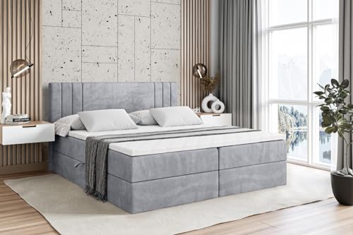 ALTDECOR Boxspringbett mit Matratze und Lattenrost, Boxbett, Topper, Polsterbett mit Bettkasten, Bett mit Stauraum H4-Matratze, Doppelbett, Springboxbett - IDRIKO - 160x200 - Grau Monolith 84 ALTDECOR Boxspringbett mit Matratze und Lattenrost, Boxbett, Topper, Polsterbett mit Bettkasten, Bett mit Stauraum H4-Matratze, Doppelbett, Springboxbett - IDRIKO - 160x200 - Grau Monolith 84 von ALTDECOR